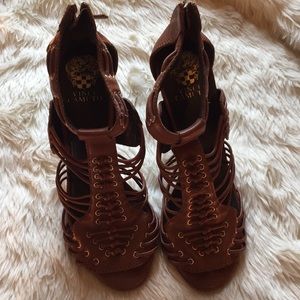 Vince Camuto brown leather stilettos